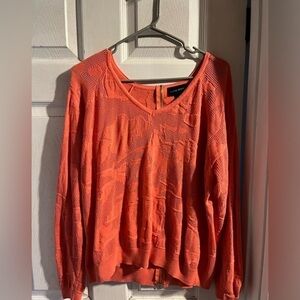Lane Bryant Women's Tunic Knit Sweater Coral/Pink‎ Full Back Zip Size 14/16